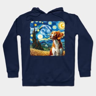 Starry Brittany Dog Portrait - Pet Portrait Hoodie